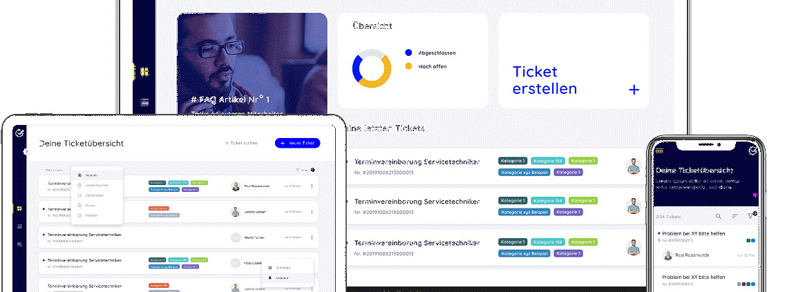 Screenshots des Open-Source-Ticketsystems OTOBO